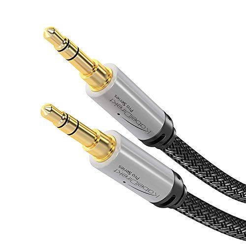 KabelDirekt - Aux kabel, audio & jack kabel 3,5 mm (Onverwoestbaar geconstrueerd & geschikt voor iPhones, iPads, smartphones, MP3-players, tablets, auto’s & andere stereotoestellen) - 2 m - zilver