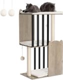 Ibenzoa® Grijze kattenboom met drie niveaus en luxe sisal krabzuilen voor kattenplezier