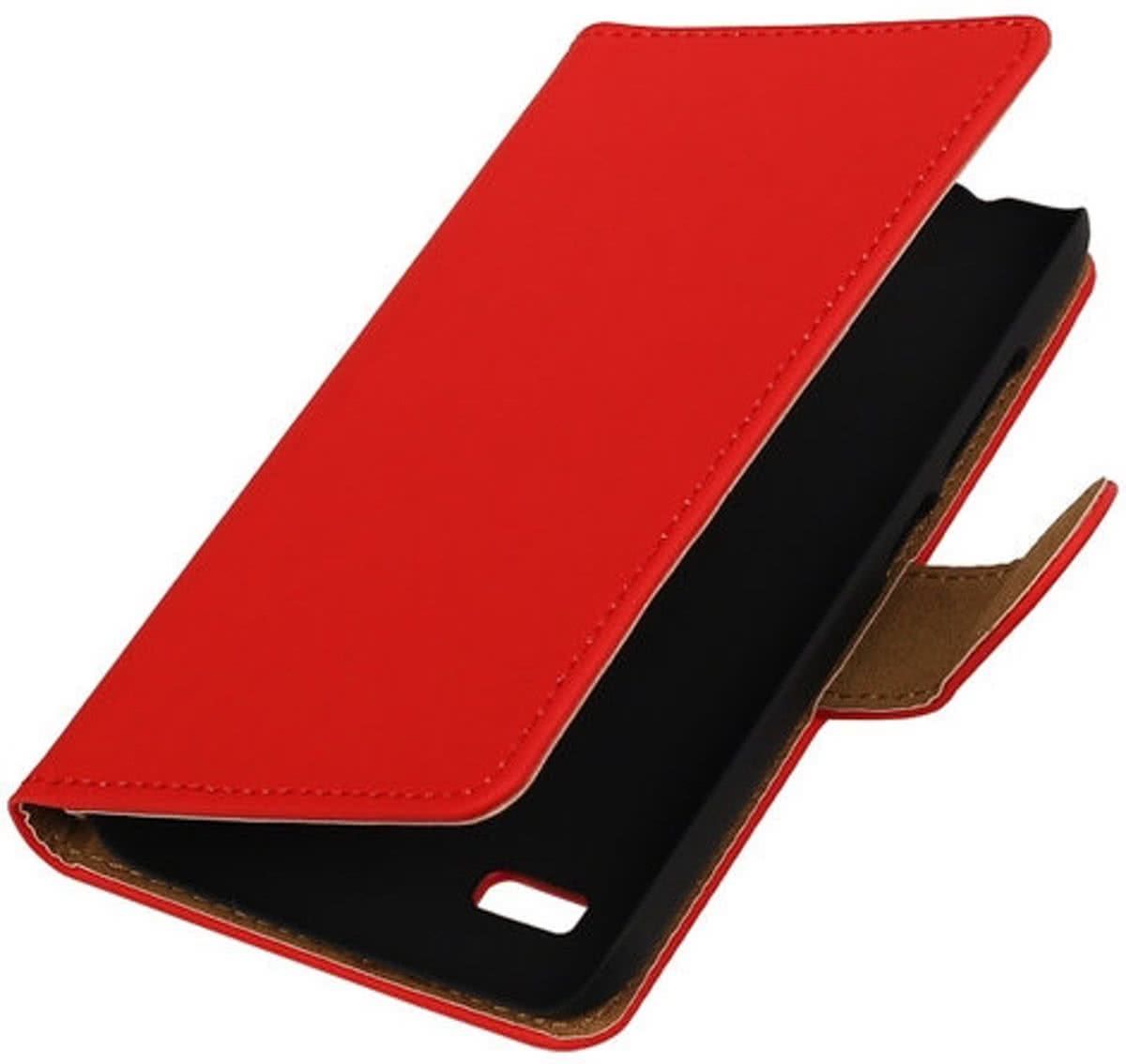 Best Cases Rood Effen Booktype Huawei Y560 / Y5 Wallet Cover Hoesje