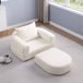 OKWISH Slaapbank 101 x 90 x 21 cm - Opvouwbare 1-Zits Met Kussen En Modulair Ontwerp - Voor Woonkamer, Logeerkamer Of Appartement - Chenille - Beige