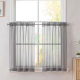 Simplebrand Grijze doorschijnende keukengordijnen, 91,4 x 91,4 cm, café Tier Rod Pocket Gordijnen voor badkamer/kleine ramen, 2 panelen