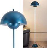 Alpinaluz Staande lamp van staal met gebogen lampenkap, moderne Scandinavische en retrostijl, indirect licht, led-fitting E27, voetschakelaar voor woonkamer, slaapkamer of eetkamer (marineblauw)