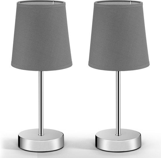 Monzana Nachtlamp Set van 2 - Antraciet - 32cm - Stoffen Kap