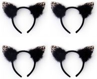diadeem met luipaard/katten oren - zwart - meisjes/dames - carnaval verkleed oren