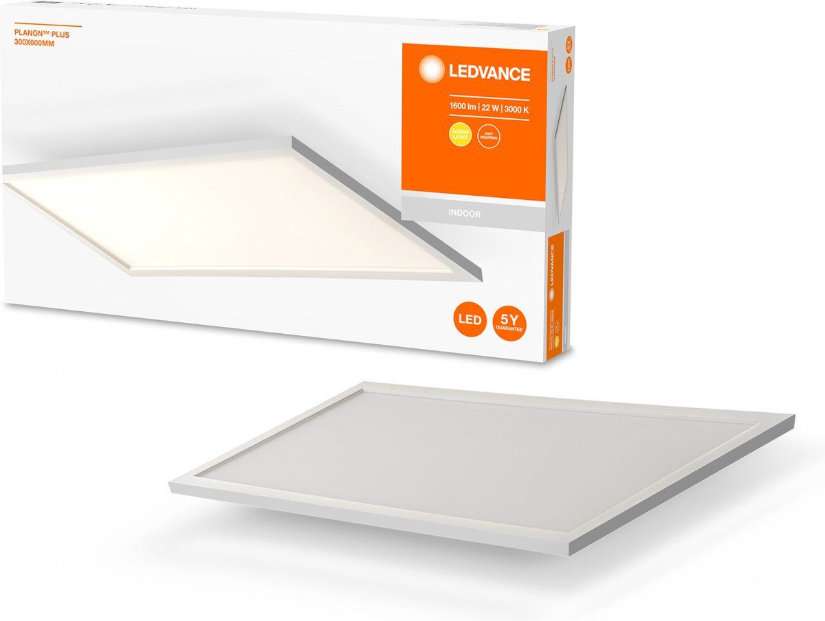 LEDVANCE PLANON Plus Flat panel armaturen voor plafond opbouw 3-X6-cm 22W 83-lm - Wit