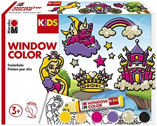 Marabu KiDS 'Princess' Window Paint Set - 6 x 25 ml, with Stencils