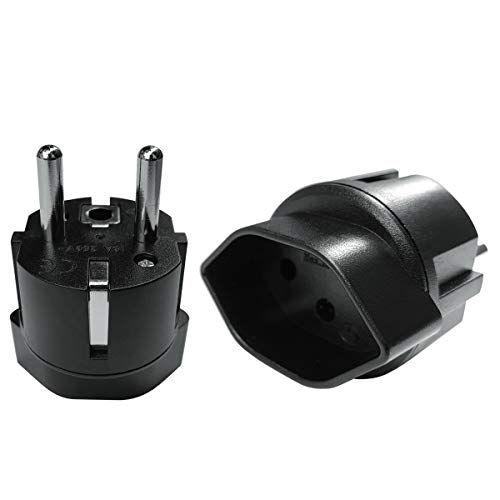DentJet Zwitserland/Liechtenstein naar Europese Unie Adapter Stekker, 3-Pin Zwitserse Stekker Geschikt voor Nederland/Europese Unie/Duitsland/Franse Socket (1 Stuk Zwart)
