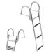 VEVOR Bootladder van roestvrij staal, 3 treden, inklapbaar, telescopische ladder met leuning, tot 272 kg, grote treden, voor buitenboorden, jacht en pontons