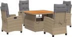 vidaXL 5-delige tuinset met kussens, polyrattan, beige