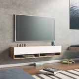 en.casa Tv-meubel Laitila 140x31,5x29,5cm houtkleurig en wit