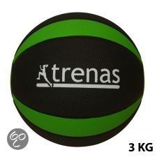 Trenas Pro Medicijnbal - Medicine bal - Rubber - 3 kg - Zwart-Groen
