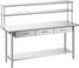 VEVOR Werktafel Roestvrijstaal 1829 x 610 x 1400 mm met Onderblad, 3 Lades en Dubbel Uitschuifbaar Blad