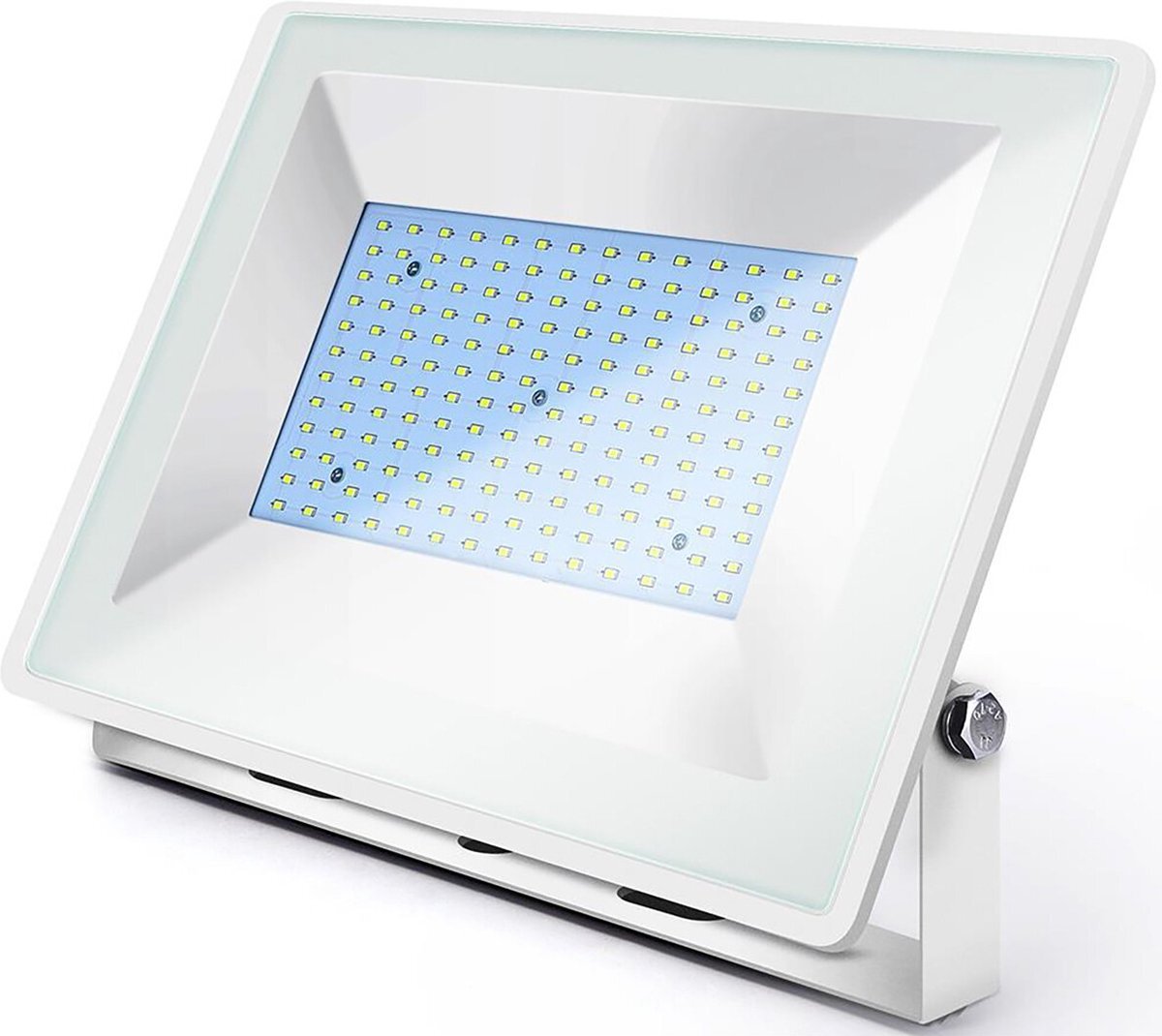 Aigostar LED Bouwlamp 150 Watt - LED Schijnwerper - Helder/Koud Wit 6400K - Waterdicht IP65 - Mat Wit - Aluminium