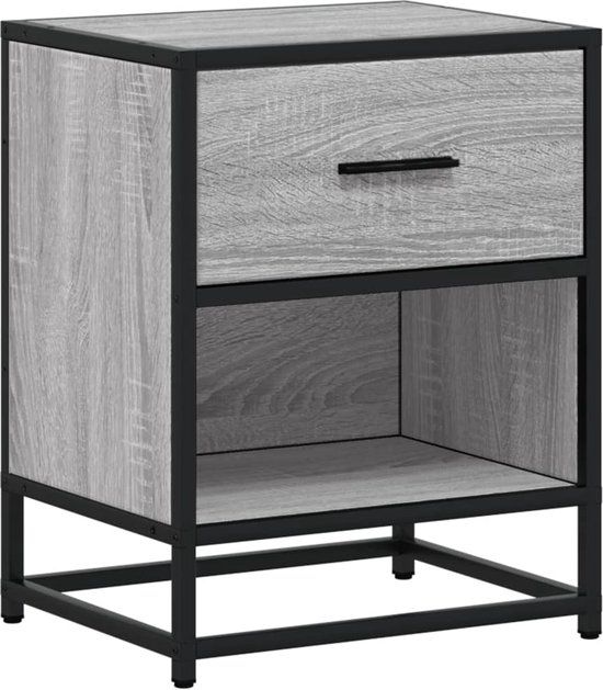 vidaXL Nachtkastje 40x31x50 cm bewerkt hout grijs sonoma eikenkleurig