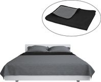 vidaXL Bedsprei - 220x240 cm - Grijs en Zwart - Dubbelzijdig - Katoen