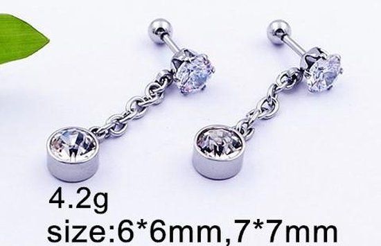 Aramat Jewels Helixpiercing Tragus Piercing met Ketting - Unisex - Staal - Diverse Kleuren - 1 mm