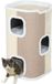 PawHut Tonneau à griffer pour chats Arbre à chat 3 niveaux Arbre à chat Arbre d'escalade pour chats Meubles pour chats Panneau de particules Polyester doux au toucher Sisal Beige+Blanc 40 x 40 x 74 cm