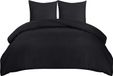 TRANKIELO® Housse de couette 155x220 cm avec 2 taies d'oreiller 80x80 cm - Noir - Microfibre - Durable