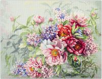 Magic needle Zweigart Edition set point de croix pivoines et hortensias, diagramme, 40x30cm
