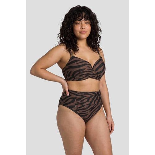BEACHWAVE Curve voorgevormde beugel bikinitop met zebraprint - donkerbruin/zwart