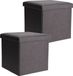 H&S Collection Pouf/Hocker/Repose-pieds - 2x - boîte de rangement - gris - polyester - 38 x 38 cm - pliable