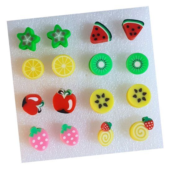 Fako Bijoux® - Oorbellen - Siliconen - Fruit - Set - 8 Paar - 8719874856614