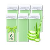 LALILL Aloë waspatronen 100 ml x 6 - Roll on Wax - Effectieve ontharingswas - Warm Waspatroon met natuurlijke ingrediënten, depilatie, lichaam, gezicht, benen, roller, breed