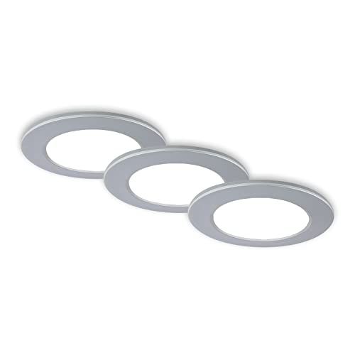 Briloner - Set van 3 LED inbouwspots plafond, CCT, IP44, chroom mat