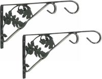 Nature Mur à crochet - 2x - anthracite - avec feuilles - acier galvanisé plastifié - 2x35 cm
