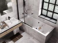 Badland QUADRO SLIM ligbad 175 x 80 cm wit met styropor ombouw met bamboe badplank