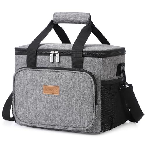 Lifewit Lunchtas, koeltas, 15 l, geïsoleerde tas, cooler bag, grijs