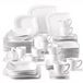 Happiq Empress Serviesset – Assiettes de dîner – 12 personnes – 60 pièces – Céramique blanche