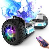 Hoverboard, SISIGAD Hoverboard, 8,5 inch, all-terrain hoverboard, met bluetooth en ledlicht, sterke dubbele motor, geschikt voor volwassenen en kinderen, zilver