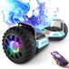 Hoverboard, SISIGAD Hoverboard, 8,5 inch, all-terrain hoverboard, met bluetooth en ledlicht, sterke dubbele motor, geschikt voor volwassenen en kinderen, zilver