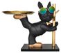 Plateau décoratif - Figurine de bouledogue multifonctionnelle - Porte-clés - Plateau de rangement - Bol en acier inoxydable - 28 x 25 x 16,5 cm - Bol décoratif pour chien