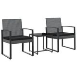 vidaXL Ensemble de jardin 3 pièces avec coussins polypropylène rotin gris foncé