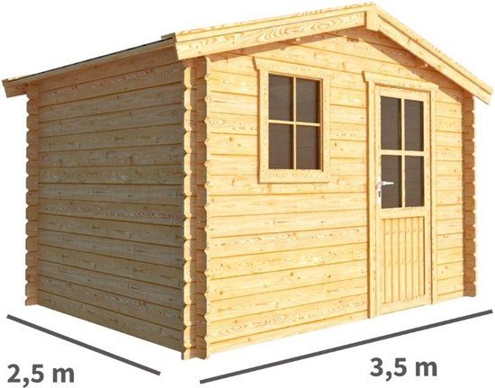 Merkloos Tuinhuisje Blokhut Fenna 350 cm bij 250 cm diep Zadeldak bruin