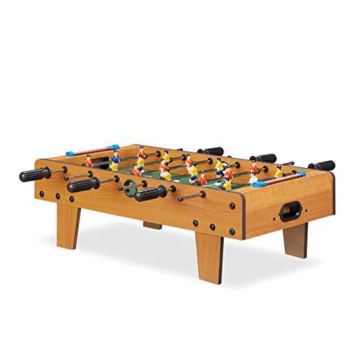 Relaxdays 10022517 tafelvoetbal voor kinderen en volwassenen, voetbal, tafelspel, houtlook, b x d 69 x 37 cm, groen-bruin