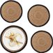 Merkloos Relaxdays placemat waterhyacint - set van 4 - eettafel - ronde onderleggers Ø 37 cm - natuur-zwart