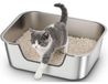 Merkloos RVS Kattenbak - Lage rand - Open XXL - 45 x 35 x 15 cm - Roestvrij staal