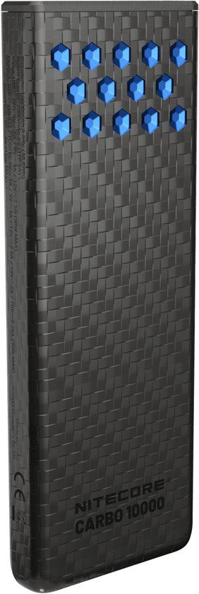 Nitecore CARBO10000G2BLU Powerbank Lithium-Ion (Li-Ion) 10000 mAh Zwart, Blauw