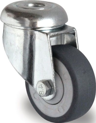 Promat/Tecwerk Zwenkwiel | Wiel-Ø 100 mm | draagvermogen 100 kg | met achtergat kogellager | rubber grijs - 3000276020