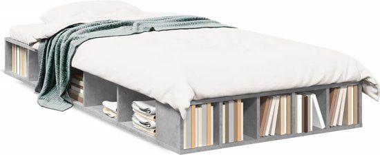 vidaXL Bedframe - 90x200 cm - Hout - Betongrijs