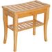 Tabouret de douche en bambou avec étagère, siège de bain et repose-pieds, 47,5 x 26 x 44,5 cm, design naturel et robuste.