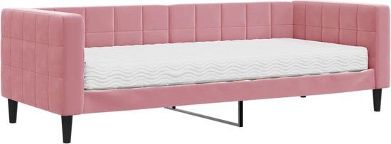 vidaXL Slaapbank met matras fluweel roze 80x200 cm