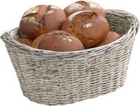 Kesper Brood/fruit mandje - gevlochten kunststof - lichtgrijs - ovaal - L28 x B21 x H13 cm