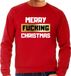 Bellatio Decorations Shoppartners Bv Foute Kersttrui / sweater - Merry fucking Christmas - rood voor heren - kerstkleding / kerst outfit S