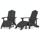 VidaXL Tuinstoel Adirondack met Voetensteun HDPE Antraciet (2 stuks)