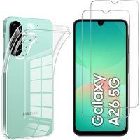Phonillico® Case voor Samsung Galaxy A26 5G en 2 gehard glas screenprotector