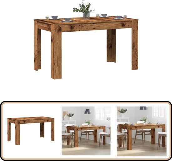 vidaXL Eettafel 140x74,5x76 cm bewerkt hout oud houtkleurig